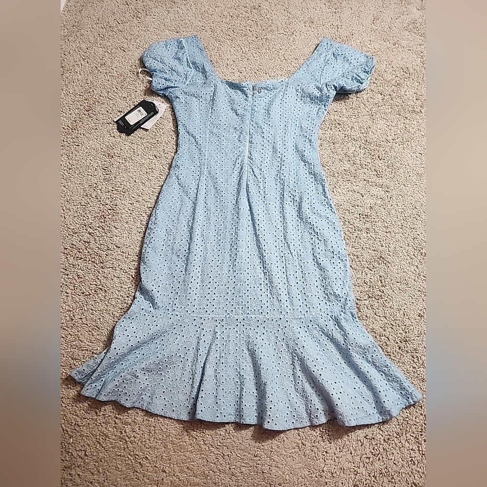 $128 Guess Women's Blue Breanna Eyelet Mini Dress Size L - Picture 4 of 11